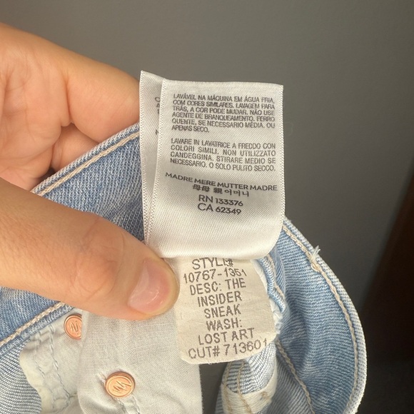 MOTHER The Insider Sneak Lost Art Jeans Blue Size 27 Stretchy Denim - Picture 8 of 9